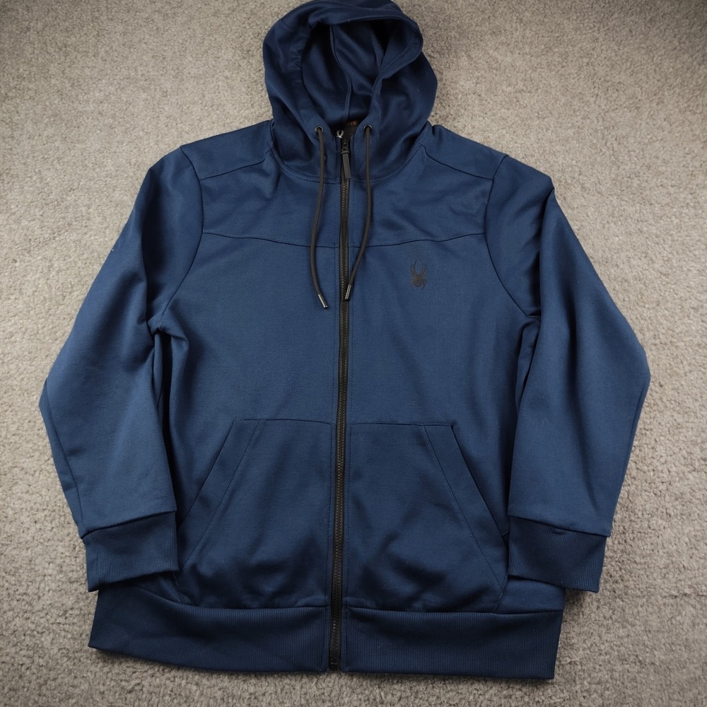Spyder Hoodie Mens Large ProWeb Full Zip Navy Blue Active Sweatshirt